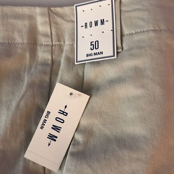 ROWM Shorts Mens 50 BIG Bermuda Flat Front Stone Chino Walking Stretch $46 NEW - Picture 2 of 6